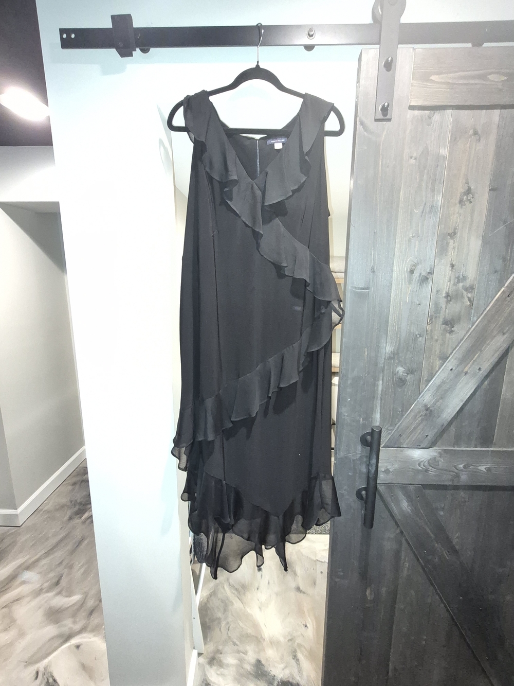 Tommy Hilfiger Black Ruffled Sleeveless Dress Size 14W